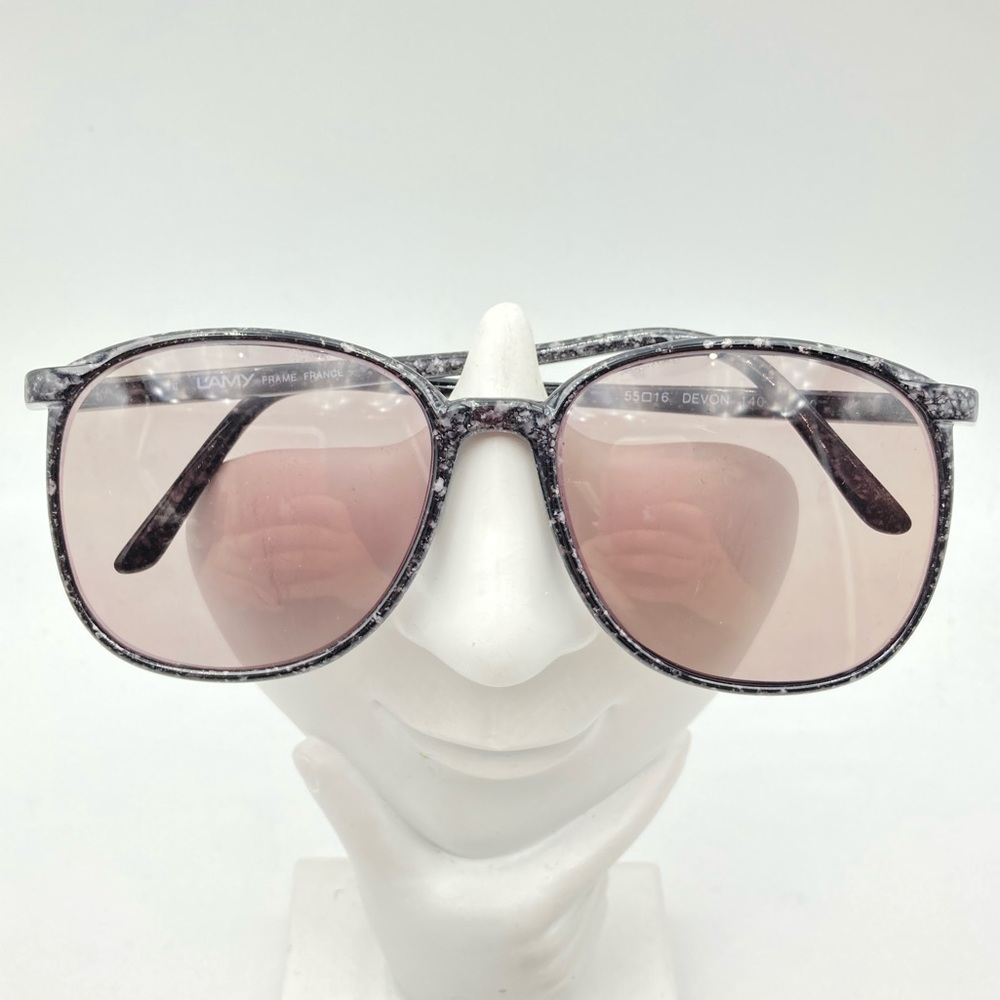 Vintage L’AMY Black Marble Oval Sunglasses Frames